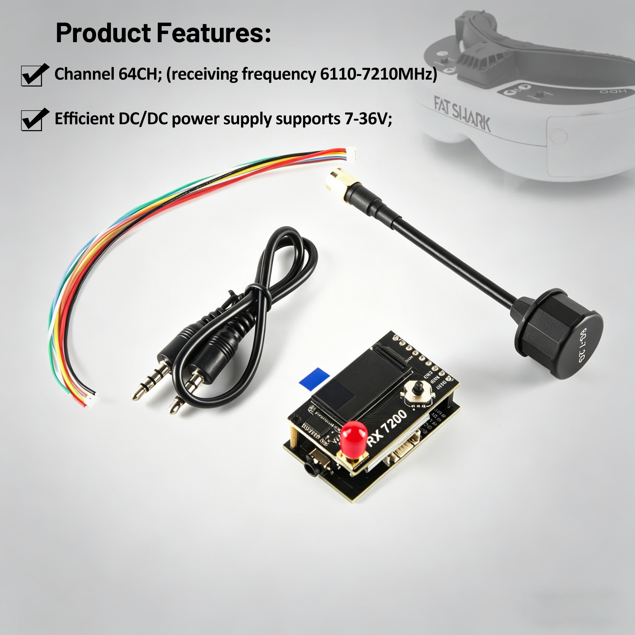 7.2G Video Receiver Module 64- - مراجعة Fpv Drone Goggles وسعره