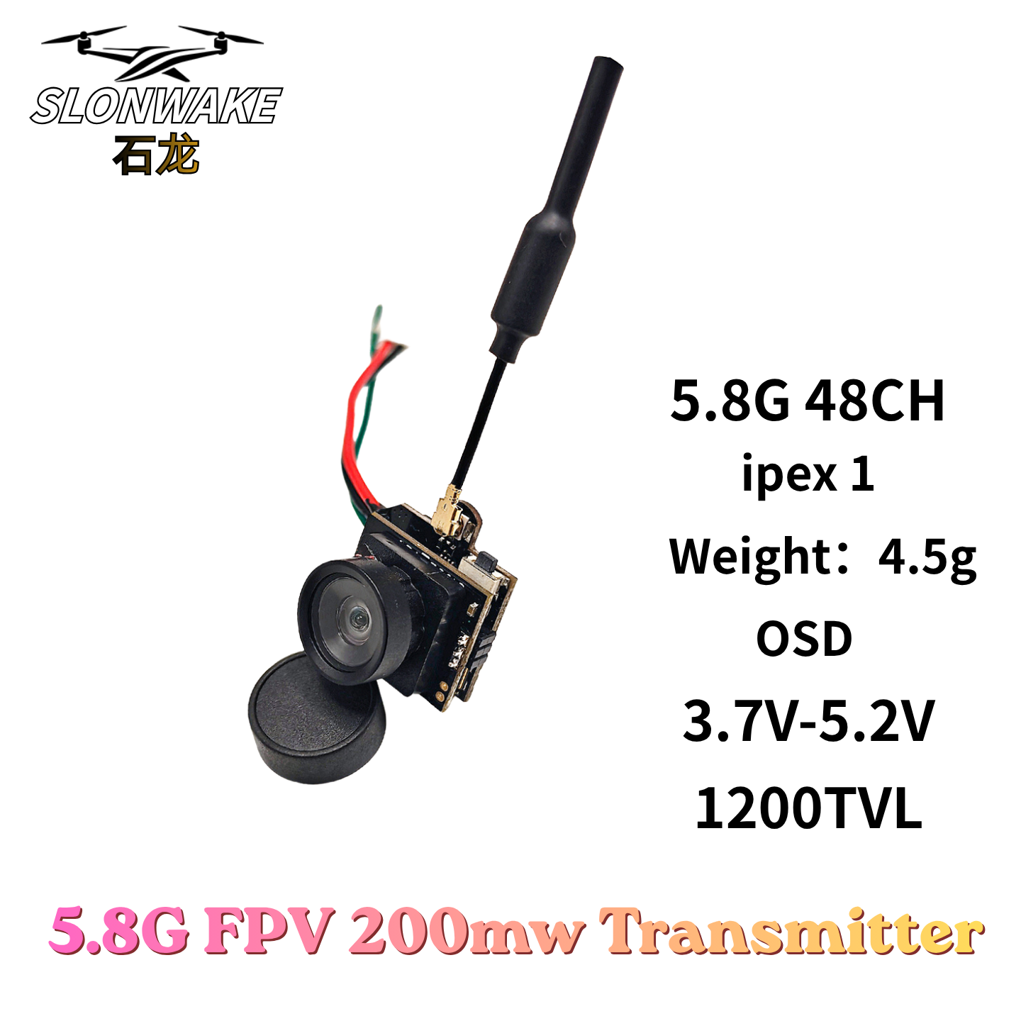 Slonwake 5.8G 48CH 200mW FPV D - مراجعة Fpv Drone Vtx وسعره