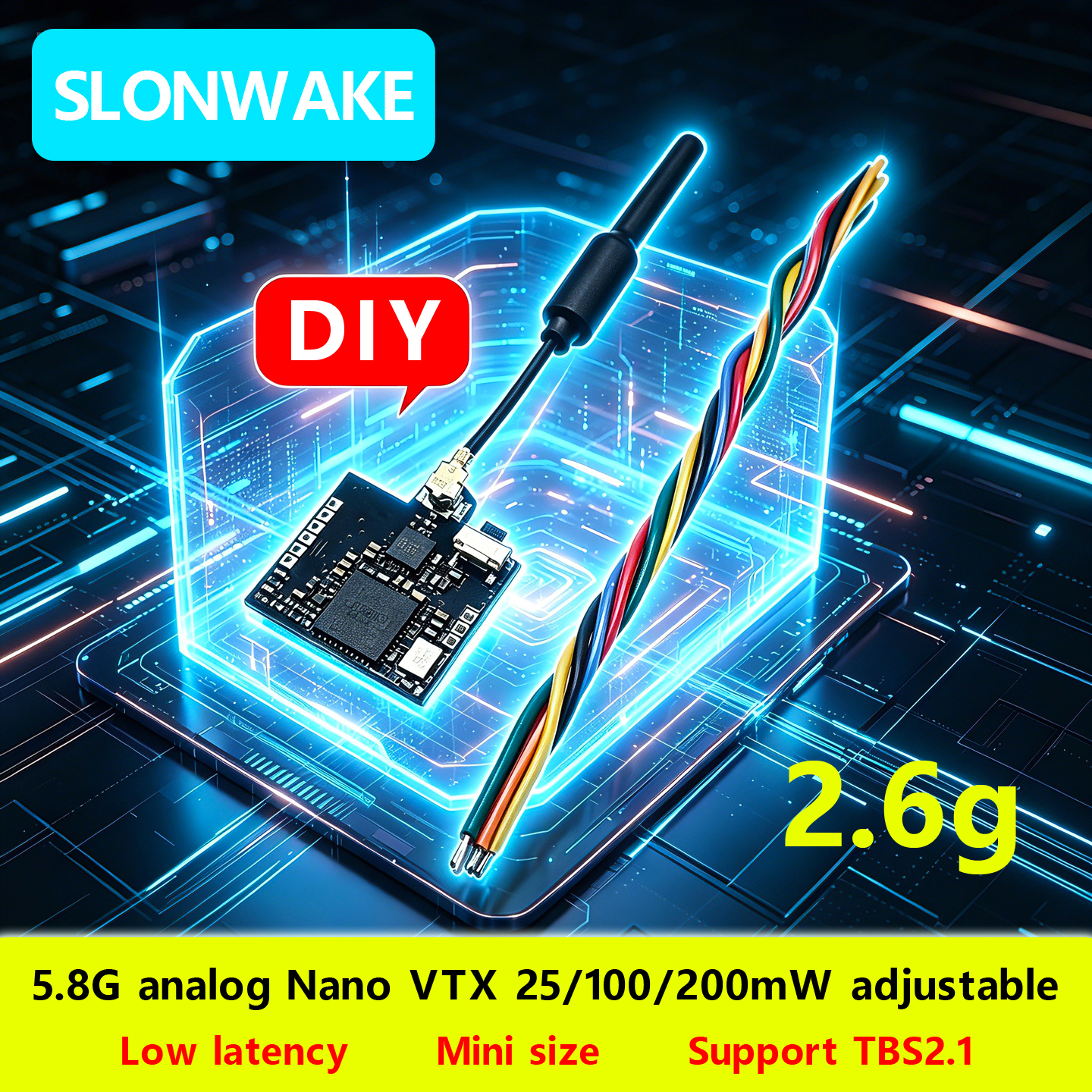 SLONWAKE Nano 5.8G 48CH 200mW  - مراجعة Fpv Drone Vtx وسعره