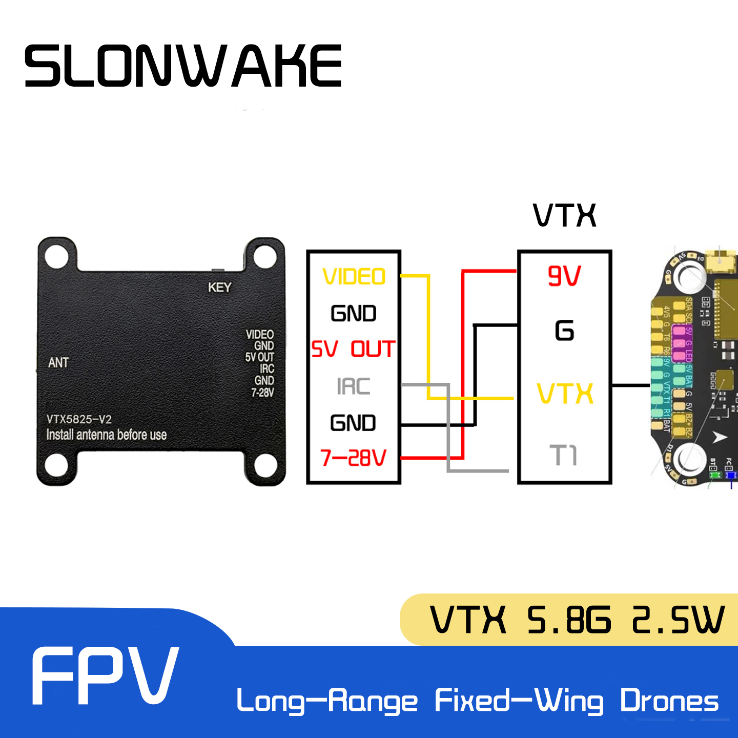 SLONWAKE 5.8G 48CH FPV Transmi - مراجعة Fpv Drone Vtx وسعره