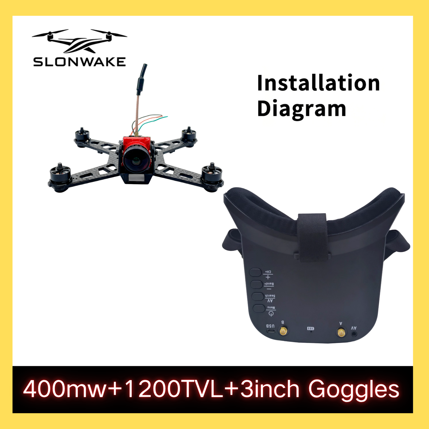 SLONWAKE 5.8G 48CH FPV 400mw V - مراجعة Fpv Drone Camera وسعره