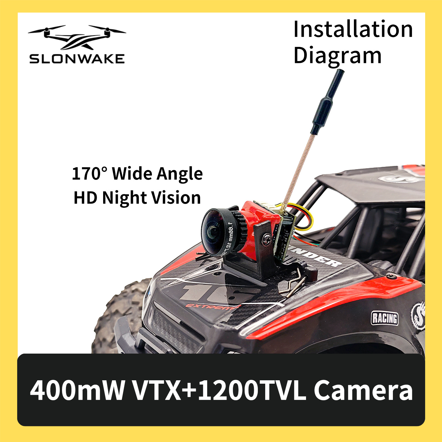 SLONWAKE 5.8G 48CH FPV 400mw V - مراجعة Fpv Drone Camera وسعره
