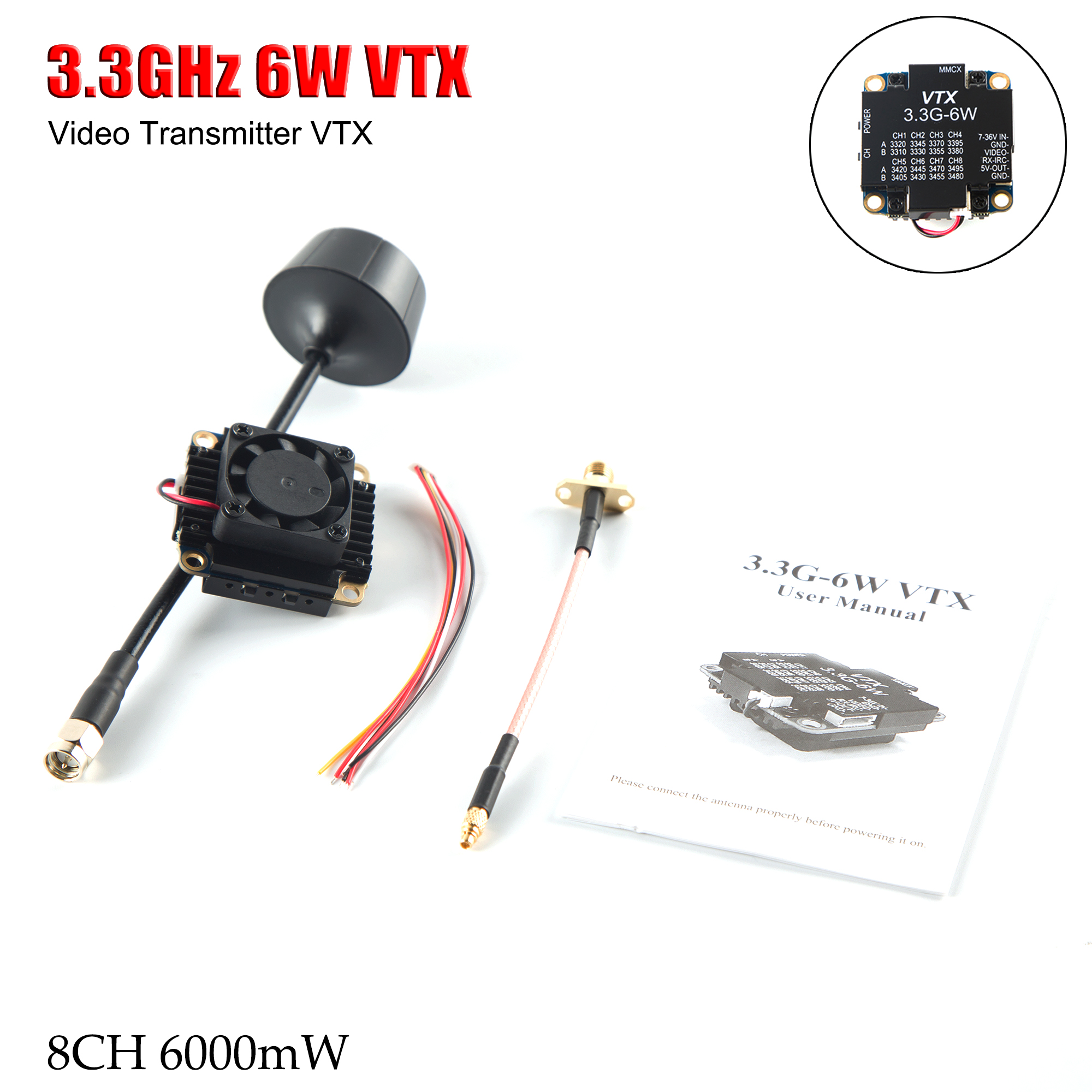 FPV Video Transmitter 3.3G 6W  - مراجعة Fpv Drone Vtx وسعره